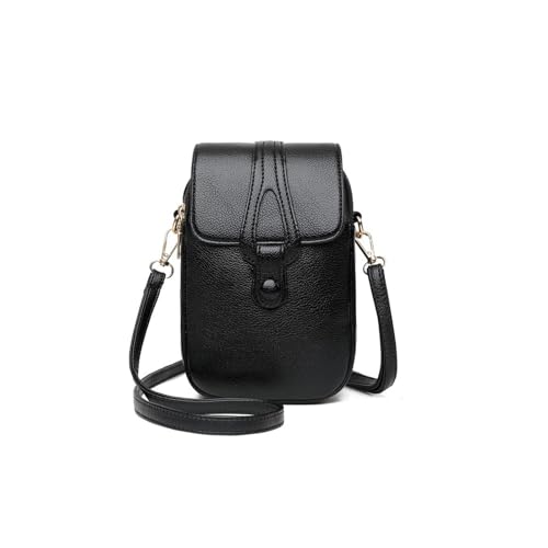 PORRASSO Handy Umhängetasche Damen Handytasche mit Kopfhörerloch Mädchen Schultertasche Geldbörse Crossbody Bag für Dating Einkaufen Reise Schwarz von PORRASSO