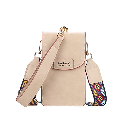 PORRASSO Handy Umhängetasche Damen Mode Handytasche PU Schultertasche Mädchen Geldbörse Crossbody Bag für Dating Einkaufen Reise Aprikose von PORRASSO