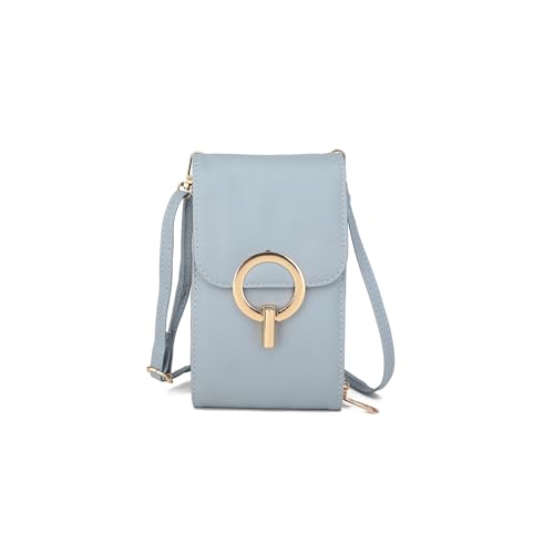 PORRASSO Handy Umhängetasche Damen Mode Handytasche Schultertasche PU Wasserdicht Crossbody Bag für Dating Einkaufen Reise Hellblau von PORRASSO