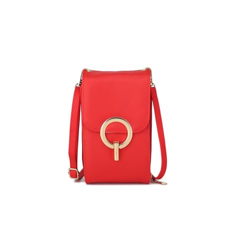 PORRASSO Handy Umhängetasche Damen Mode Handytasche Schultertasche PU Wasserdicht Crossbody Bag für Dating Einkaufen Reise Rot von PORRASSO