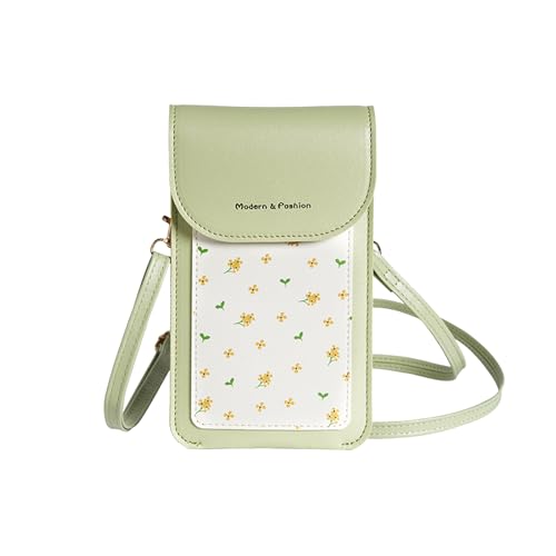 PORRASSO Handy Umhängetasche Touchscreen Crossbody Handytasche Damen Schultertasche PU Wasserdicht Crossbody Bag für Dating Einkaufen Reise Grün von PORRASSO