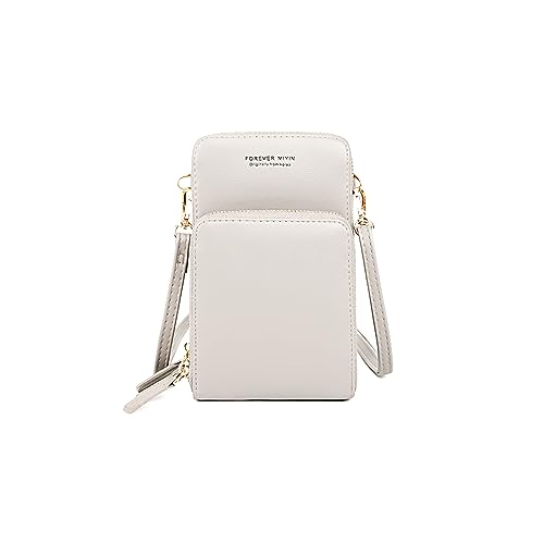 PORRASSO Handy Umhängetasche Touchscreen Crossbody Kleine Handytasche Mädchen Schultertasche PU Clutch Bag für Dating Einkaufen Reise Weiss von PORRASSO