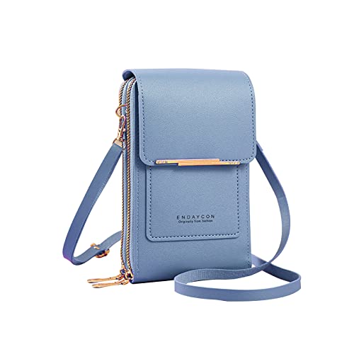 PORRASSO Handy Umhängetasche Touchscreen Crossbody Kleine Handytasche Mädchen Schultertasche PU Wasserdicht Crossbody Bag für Dating Einkaufen Reise Blau von PORRASSO