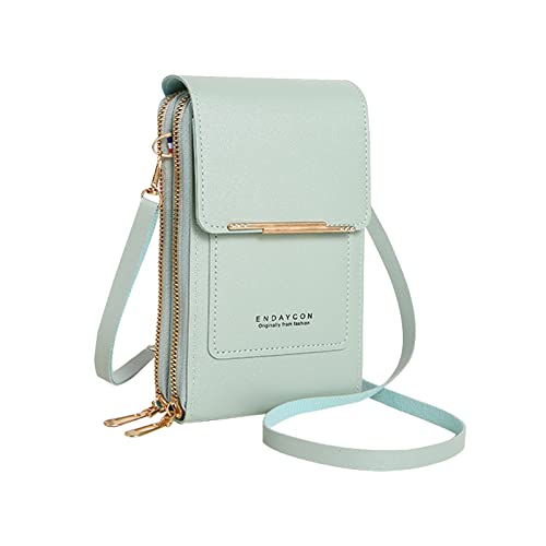 PORRASSO Handy Umhängetasche Touchscreen Crossbody Kleine Handytasche Mädchen Schultertasche PU Wasserdicht Crossbody Bag für Dating Einkaufen Reise Grün von PORRASSO