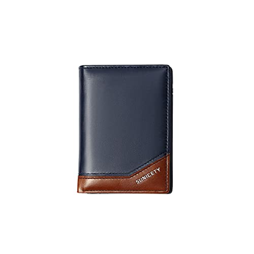 PORRASSO Herren Geldbörse Geldbeutel Kreditkartenetui Leder Brieftasche RFID Schutz Wallet Kartenetui Bifold Portemonnaie Blau von PORRASSO