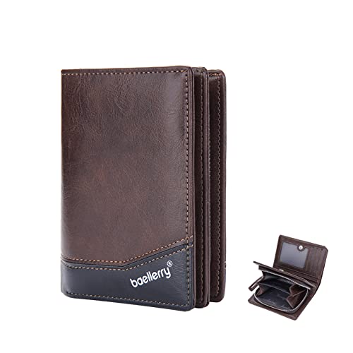 PORRASSO Herren Geldbörse Geldbeutel Kreditkartenetui Leder Brieftasche Wallet Kartenetui Bifold Portemonnaie Kaffee von PORRASSO