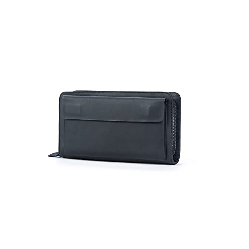 PORRASSO Herren Geldbörse Leder Clutch Tasche Kreditkartenetui Brieftasche Handytasche Portemonnaie mit 8 Kartenfächern Schwarz von PORRASSO