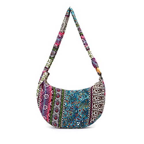 PORRASSO Hippie Umhängetasche Damen Schulterbeutel Leicht Schultertasche Tote für Reise Strandschule Wandern Ferien von PORRASSO