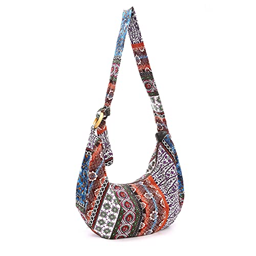 PORRASSO Hippie Umhängetasche Damen Schulterbeutel Leicht Schultertasche Tote für Reise Strandschule Wandern Ferien von PORRASSO