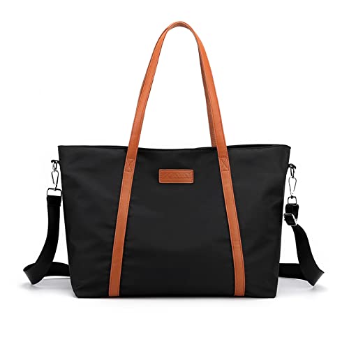 PORRASSO Laptop Tote Bag Damen Handtasche 15.6 Zoll Laptoptasche Casual Schultertasche Umhängetasche Crossbody Bag für Einkaufen Schule Reisen Arbeit Schwarz von PORRASSO