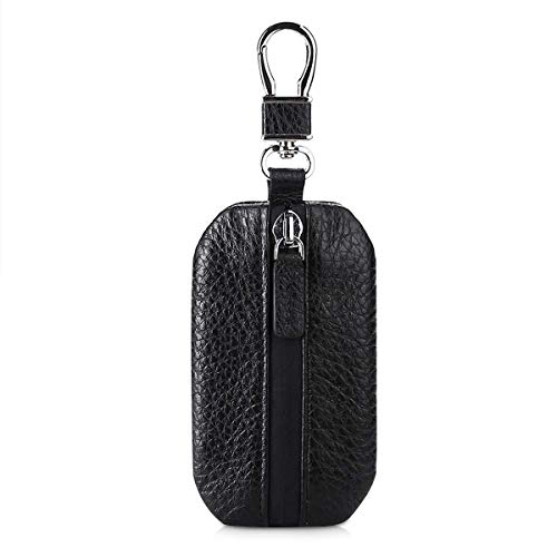 PORRASSO Leather Car Key Case Autoschlüsseltasche Schutz Schlüsseltasche Tragbar Schlüsseletui Wasserdicht Schlüsselmäppchen Schlüsselbund für Remote Key Fob Home Schwarz von PORRASSO