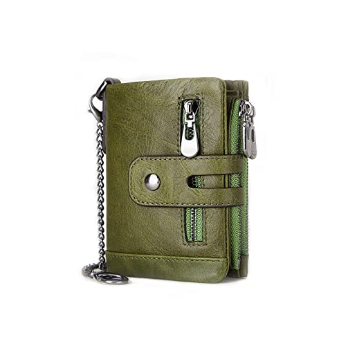 PORRASSO Leder Geldbörse Damen Geldbeutel Kreditkartenetui mit RFID Schutz Multifunktional Portemonnaie Geldbörse Grün von PORRASSO