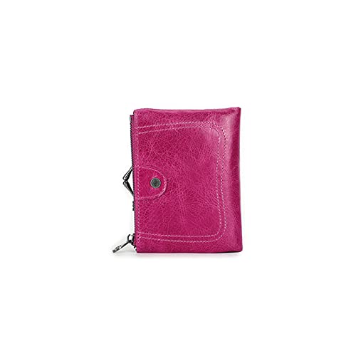PORRASSO Leder Geldbörse Damen Geldbeutel mit RFID Schutz Kreditkartenetui Portemonnaie Frauen Brieftasche Rosenrot von PORRASSO
