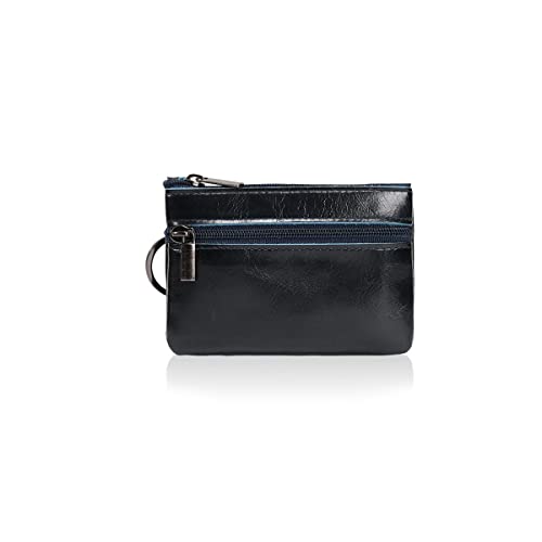 PORRASSO Leder Münzbörse Klein Geldbörse Wasserdicht Tragbar Schlüsseltasche Multifunktional Retro Coin Purse für Damen Herren Navy Blau von PORRASSO