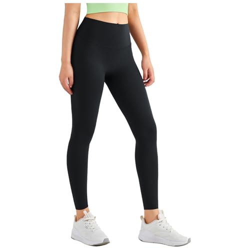 PORRASSO Leggings Damen High Waist Leggins mit Bauchkontrolle Weiche Sporthose Blickdicht Lang Laufhose Elastische Yogahose für Fitness Outdoor Freizeit Schwarz von PORRASSO