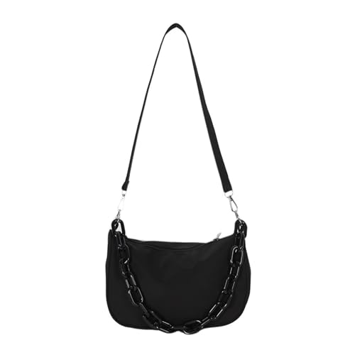 PORRASSO Mädchen Schultertasche Fashion Umhängetasche Handtasche Unterarmtasche Damen Nylon Achsel Tasche für Arbeit Reisen Täglicher Gebrauch Schwarz von PORRASSO