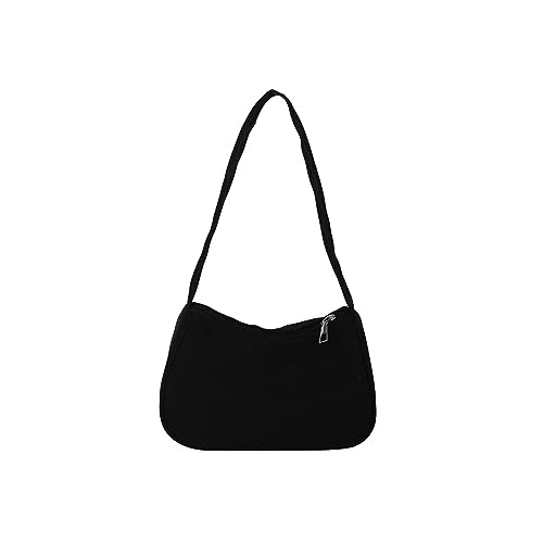 PORRASSO Mädchen Schultertasche Handtasche Fashion Unterarmtasche Nylon Achsel Tasche Damen Tote Henkeltasche für Arbeit Reisen Täglicher Gebrauch Schwarz A von PORRASSO