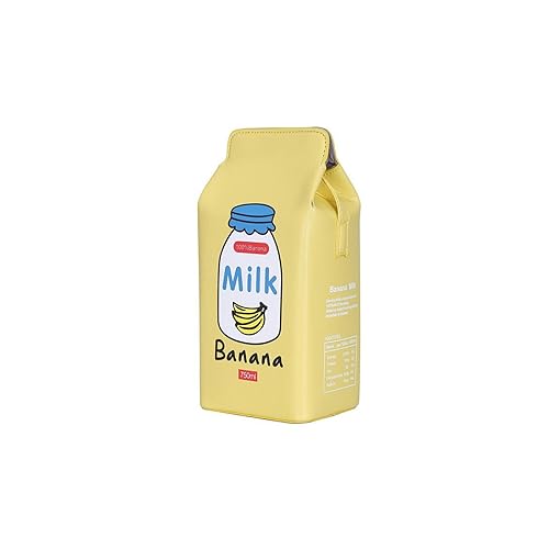 PORRASSO Mädchen Umhängetasche Milchkarton Kreative Schultertasche Handtasche Damen Crossbody Bag mit Verstellbarem Riemen für Reisen Täglichen Gebrauch Gelb von PORRASSO