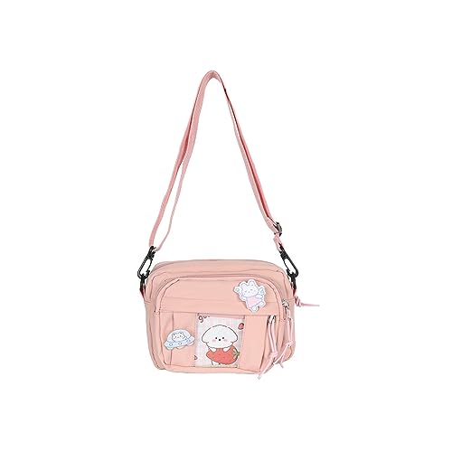 PORRASSO Mädchen Umhängetasche Süße Schultertasche Nylon Messenger-Tasche Crossbody Bag für Reisen Täglichen Gebrau Rosa A von PORRASSO