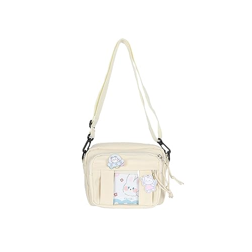 PORRASSO Mädchen Umhängetasche Süße Schultertasche Nylon Messenger-Tasche Crossbody Bag für Reisen Täglichen Gebrau Weiß A von PORRASSO