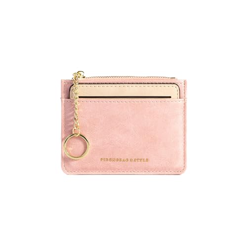 PORRASSO Minimalistisches Kreditkartenetui PU Geldbörse Damen Münzbörse Kartenetui Tragbar Portemonnaie Münzbeutel Rosa von PORRASSO