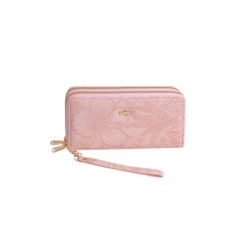 PORRASSO Mode Geldbörse Geldbeutel Damen PU Kreditkartenetui Frauen Lange Clutch Brieftasche Portemonnaie mit Mehreren Kartensteckplätzen Armband Rosa von PORRASSO