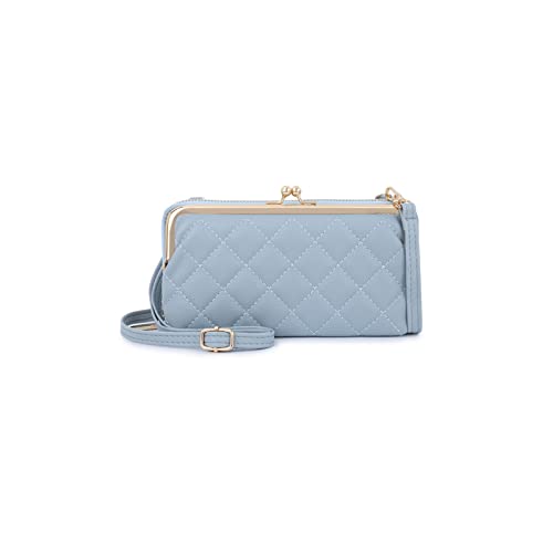 PORRASSO Mode Geldbörse Umhängetasche Handy Damen Portemonnaie PU Geldbeutel Schultertasche für Party Hochzeit Reisen Blau von PORRASSO