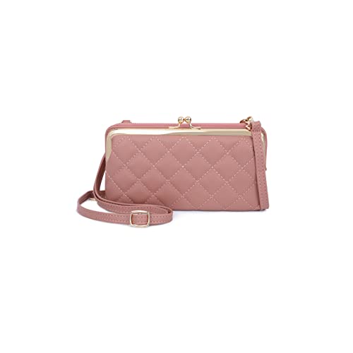 PORRASSO Mode Geldbörse Umhängetasche Handy Damen Portemonnaie PU Geldbeutel Schultertasche für Party Hochzeit Reisen Rosa von PORRASSO