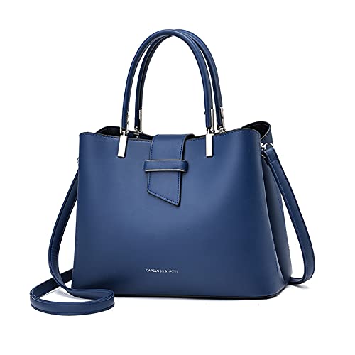 PORRASSO Mode Handtasche Damen Henkeltasche Schultertasche Frauen Umhängetasche PU Leder Beuteltasche Top Griff Taschen Blau von PORRASSO