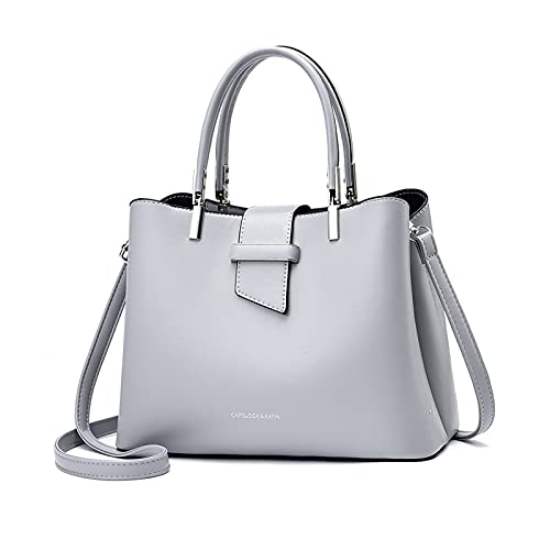 PORRASSO Mode Handtasche Damen Henkeltasche Schultertasche Frauen Umhängetasche PU Leder Beuteltasche Top Griff Taschen Grau von PORRASSO