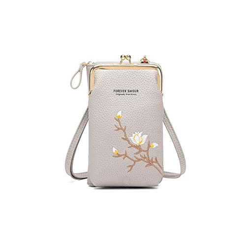 PORRASSO Mode Handy Umhängetasche Damen Handytasche Mini Geldbörse Crossbody Bag mit Kartensteckplatz PU Schultertasche Grau PORRASSO Mode Handy Umhängetasche Damen Handytasche Mini Geldbörse Crossbody Bag mit Kartensteckplatz PU Schultertasche Grau von PORRASSO