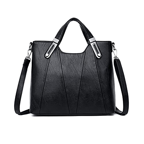 PORRASSO Mode Schultertasche Damen Handtasche Frauen Umhängetasche PU Leder Wasserdicht Henkeltasche für Arbeit Reisen Täglichen Gebrauch Schwarz von PORRASSO