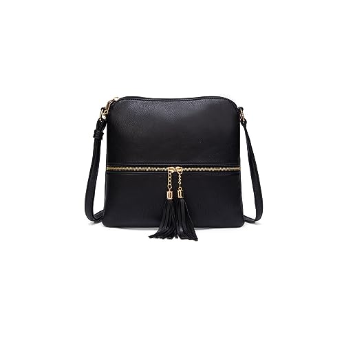 PORRASSO Mode Umhängetasche Damen Schultertasche Beuteltasche PU Handtasche für Reisen Arbeit Täglichen Gebrauch Schwarz von PORRASSO