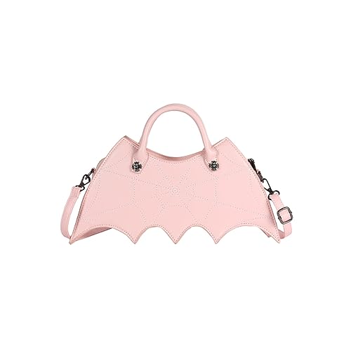 PORRASSO Mode Umhängetasche Damen Schultertasche Gothic Handtasche Fledermaus Flügel Crossbody Bag Messenger-Tasche für Halloween Reisen Täglichen Gebrauch Rosa von PORRASSO