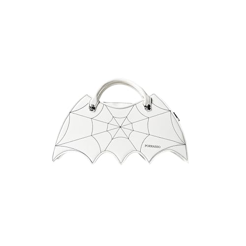 PORRASSO Mode Umhängetasche Damen Schultertasche Gothic Handtasche Fledermaus Flügel Crossbody Bag Messenger-Tasche für Halloween Reisen Täglichen Gebrauch Weiß von PORRASSO