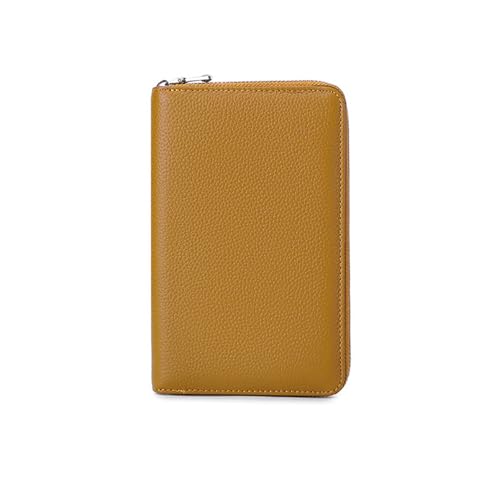 PORRASSO Reisepasshülle Reisezubehör mit RFID-Blocker Schutzhülle Tasche für Kreditkarten Leder Reisepass Tasche Damen Travel Passport Wallet Gelb von PORRASSO