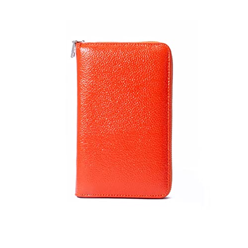 PORRASSO Reisepasshülle Reisezubehör mit RFID-Blocker Schutzhülle Tasche für Kreditkarten Leder Reisepass Tasche Damen Travel Passport Wallet Orange von PORRASSO