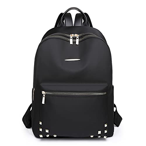 PORRASSO Rucksack Damen Daypack Casual Rucksäcke Frauen Oxford-Stoff Rucksack mit Gepäckband für Schule Arbeit Reise Schwarz von PORRASSO