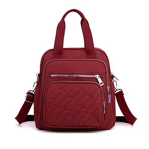 PORRASSO Rucksack Mode Schultertasche Damen Handtasche mit USB Ladeanschluss Mädchen Schultasche Daypack Umhängetasche Arbeit Reisen Schule Täglicher Gebrauch Rucksäcke Rotwein von PORRASSO