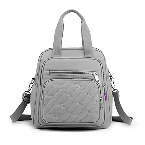 PORRASSO Rucksack Mode Schultertasche Damen Handtasche mit USB Ladeanschluss Mädchen Schultasche Daypack Umhängetasche Arbeit Reisen Schule Täglicher Gebrauch Rucksäcke Grau von PORRASSO