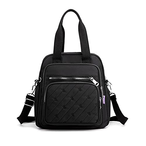 PORRASSO Rucksack Mode Schultertasche Damen Handtasche mit USB Ladeanschluss Mädchen Schultasche Daypack Umhängetasche Arbeit Reisen Schule Täglicher Gebrauch Rucksäcke Schwarz von PORRASSO