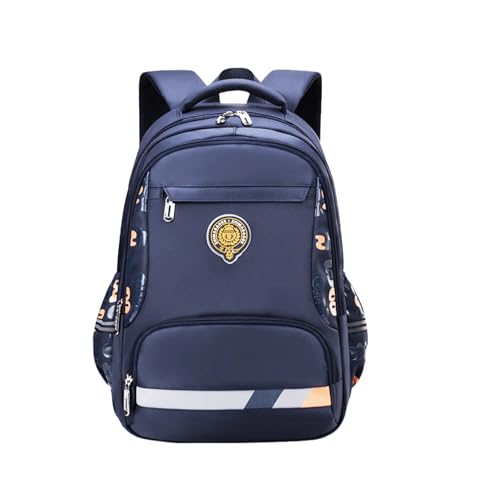 PORRASSO Schulrucksack Jungen Rucksack Schüler Daypack Ergonomischen Kinder Rucksäcke Reflektierender Schulranzen Nylon Wasserdicht Schultasche Navy Blau von PORRASSO