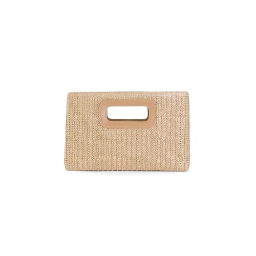 PORRASSO Stroh Clutch Purses Damen Umhängetasche Handtasche Stroh Umschlag Tasche Abendtasche Schultertasche für Sommer Strand Party Bankett Urlaub Aprikose von PORRASSO
