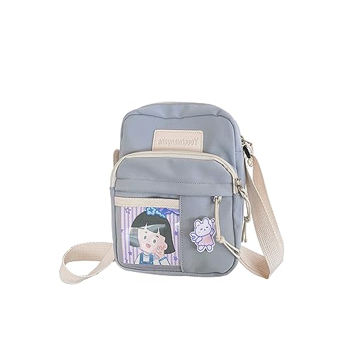 PORRASSO Süße Umhängetasche Mädchen Schultertasche Nylon Schulrachnzen Messenger-Tasche Crossbody Bag für Reisen Täglichen Gebrau Blau A von PORRASSO