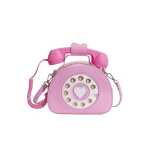 PORRASSO Umhängetasche Damen Kreative Schultertasche Telefon Geformte Handtasche Retro Crossbody Bag Rosa von PORRASSO