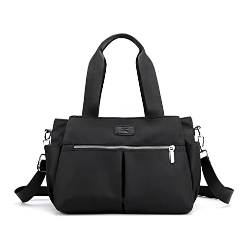 PORRASSO Umhängetasche Damen Schultertasche Nylon Multi Tasche Handtasche Mädchen Tote Crossbody Bag für Reisen Arbeit Täglicher Gebrauch Schwarz A von PORRASSO