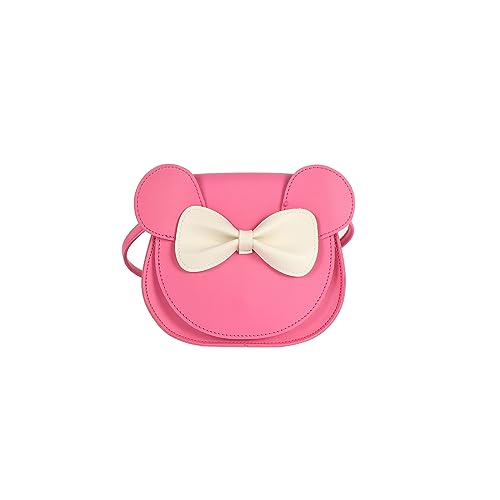 PORRASSO Umhängetasche mit Bogen Kleine Mädchen Schultertasche Süße Handtasche Messenger-Tasche PU Leder Crossbody Bag Rosenrot von PORRASSO