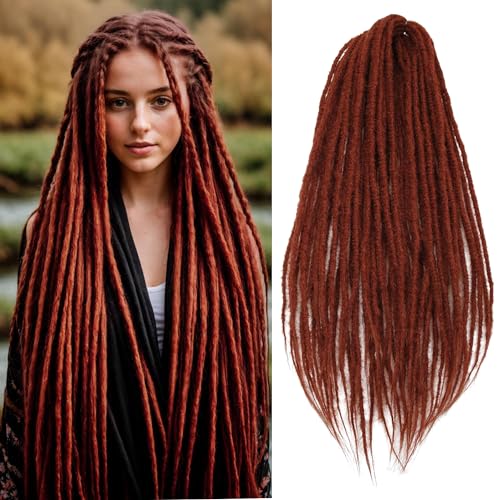 PORSMEER 24 Inch Dreadlocks Extensions 10 Strands Handmade Dreadlock Crochet Hair Braids Synthetic 0.6cm Hippie Straight Double Ended Dreads Goddess Locs Crochet Hair for Women (350#, Double-ended) von PORSMEER