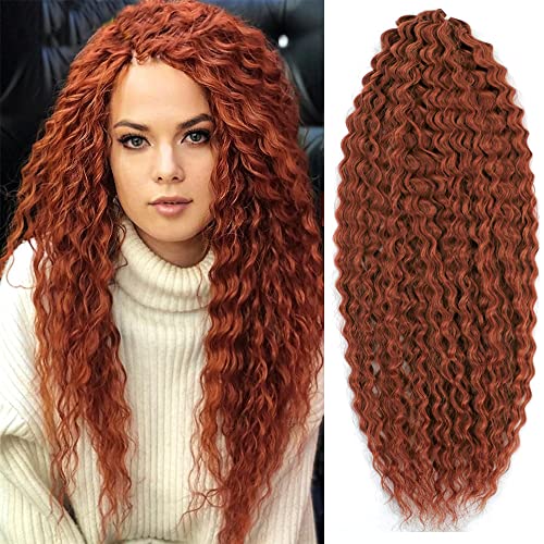 PORSMEER 3 Packs 22 Zoll Water Wave Twist Crochet Hair für Butterfly Locs Crochet Braids Bohemian Hair Extensions Pre-Looped Synthetic Hair Extensions für Frauen,Auburn von PORSMEER