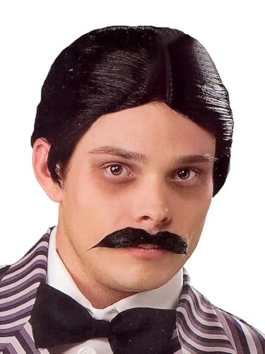 PORSMEER Die Family Wig: Gomez Perücke Herren Schwarz Halloween Kostüm Cosplay Perücke Kostümzubehör von PORSMEER
